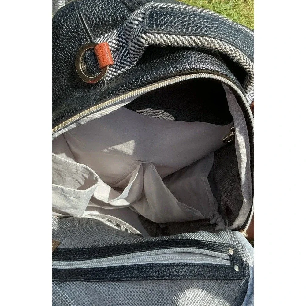 Itzy Ritzy Diaper Bag Backpack Herringbone Faux Leather w/ Changing Pad Pockets